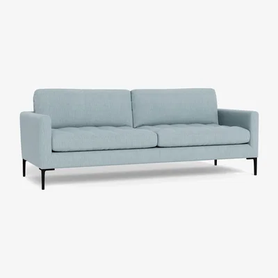Heal's Heal's Eton 4 Seater Sofa Smart Linen Mix Duck Egg Brass Feet