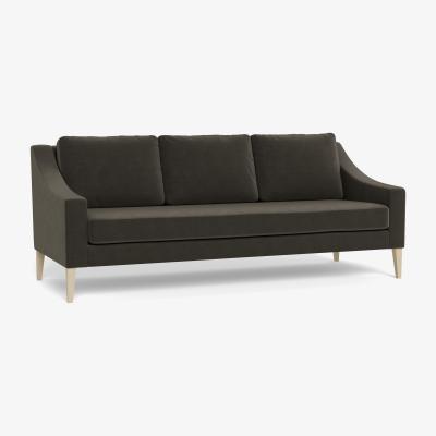 Heal's Heal's Richmond 4 Seater Sofa Velvet Charcoal Walnut Feet