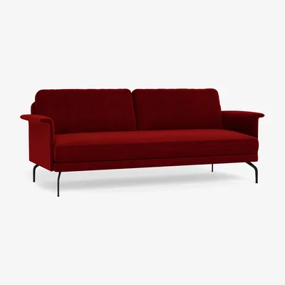 Heal's Heal's Iver 4 Seater Sofa Smart Luxe Velvet Mulberry Black Feet