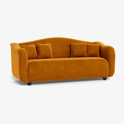 Heal's Heal's Tetbury 4 Seater Sofa Smart Luxe Velvet Cognac Walnut Stained Beech Feet