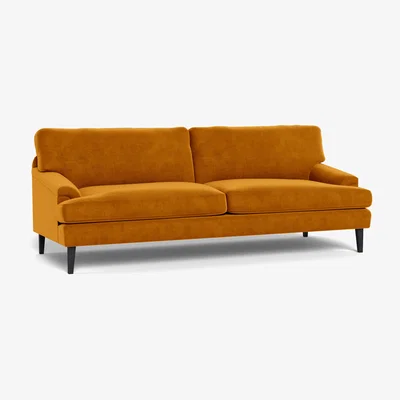 Heal's Heal's Stanton 4 Seater Sofa Smart Luxe Velvet Cognac Walnut Stained Feet
