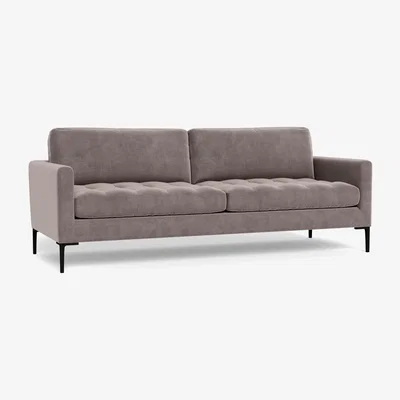 Heal's Heal's Eton 4 Seater Sofa Smart Luxe Velvet Mushroom Brass Feet