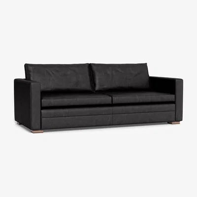 Heal's Heal's Palermo 4 Seater Sofa Leather Grain Graphite 063 Black Feet - Heal's UK Furniture