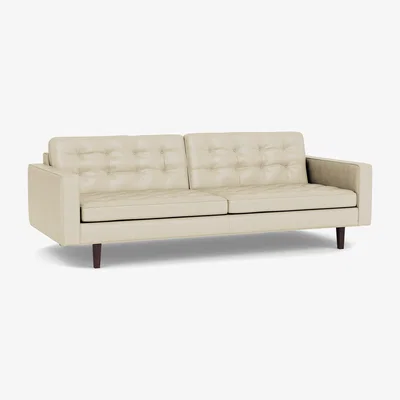 Heal's Heal's Hepburn 4 Seater Sofa Leather Grain Storm 006 Natural Feet - Heal's UK Furniture