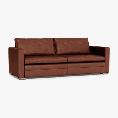 Heal's Heal's Palermo 4 Seater Sofa Leather Grain Dark Brown 068 Black Feet - Heal's UK Furniture