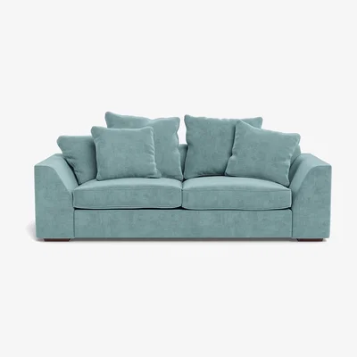 Heal's Heal's Cumulus 4 Seater Sofa Smart Luxe Velvet Mineral Blue Black Feet