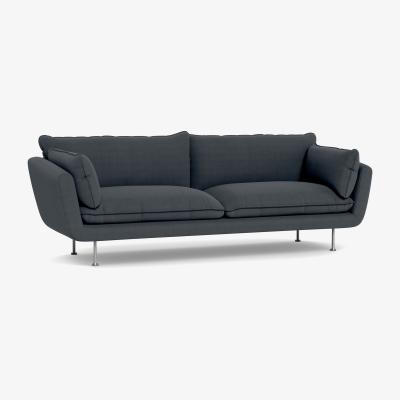 Heal's Heal's Allora 4 Seater Sofa Linen Dark Grey Stainless Steel Feet