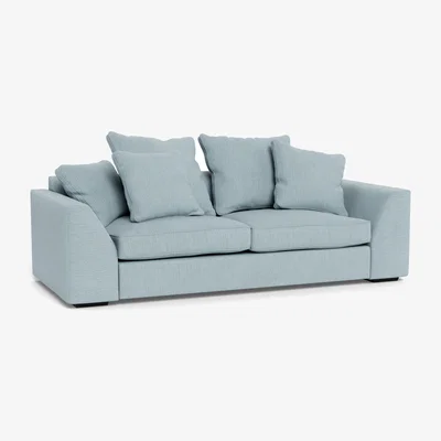 Heal's Heal's Cumulus 4 Seater Sofa Smart Linen Mix Duck Egg Black Feet - Heal's UK Furniture