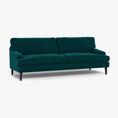 Heal's Heal's Stanton 4 Seater Sofa Smart Luxe Velvet Ocean Walnut Stained Feet