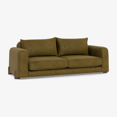 Heal's Heal's Nuvola 4 Seater Sofa Smart Luxe Velvet Peridot Natural Oak Feet
