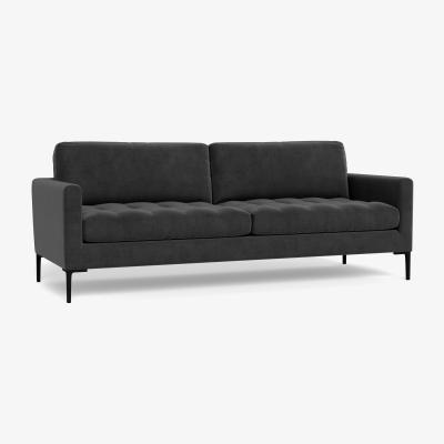 Heal's Heal's Eton 4 Seater Sofa Smart Luxe Velvet Nickel Black Feet