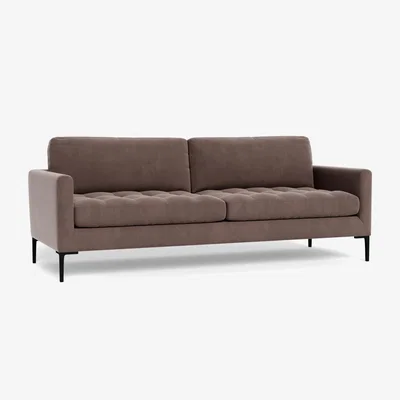 Heal's Heal's Eton 4 Seater Sofa Smart Velvet Mouse Brass Feet - Heal's UK Furniture