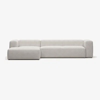 Kave Home Blok 4 seater sofa with left side chaise longue in white fleece, 330 cm FR