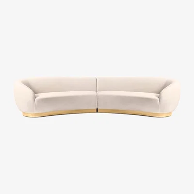 My Furniture Equinox Six Seat Sofa – Chalk – Brushed Brass Base
