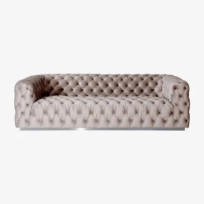 My Furniture Frankfurt Four Seat Sofa – Taupe – Silver / Brass Base
