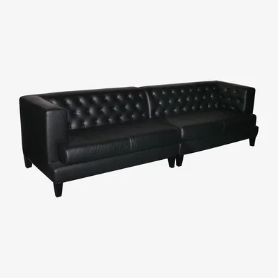 Made in Design Hall Straight sofa - 4 seats - Leather version by Driade Black