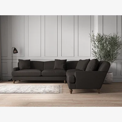 Nkuku Nkuku Deni Corner Sofa | Make To Order | Grand | Brera Linen Espresso