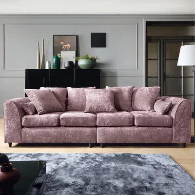 The Range Harriet Crushed Chenille 4 Seater Sofa - Pink