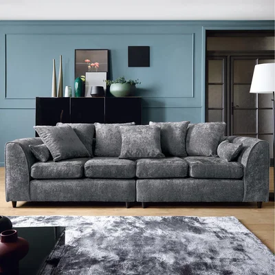 The Range Harriet Crushed Chenille 4 Seater Sofa - Dark Grey