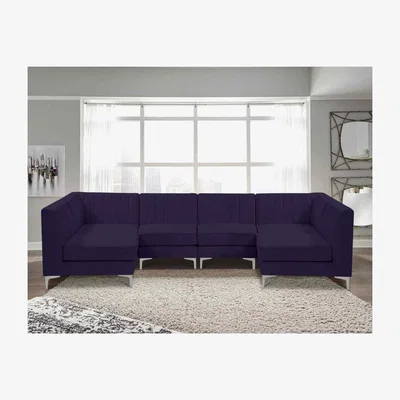 The Range Elena Modular Corner U Shape Sofa in Velour Fabric - Ameythst