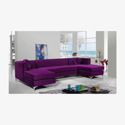 The Range Nearla Fixed Back Fluted Large U Shape Sofa - Purple