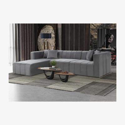 The Range Langham Chaise 4 Seater Corner Left Hand Grey Velvet Sofa - Mid Grey