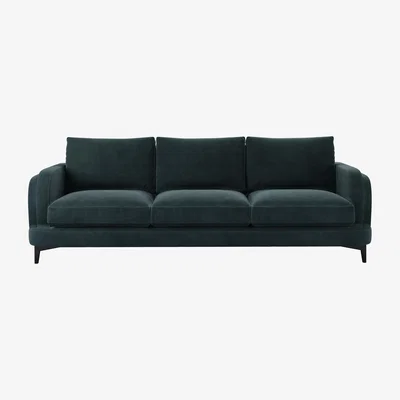 Sofa.com Boston Curved Arm 4 Seat Sofa in Deep Forest Aquaclean Clever Velvet