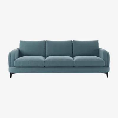 Sofa.com Boston Curved Arm 4 Seat Sofa in Tide Organic Smart Cotton
