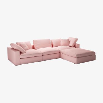 Sofa.com Long Island Complete Set with Footstool in Rhubarb Smart Cotton - sofa.com