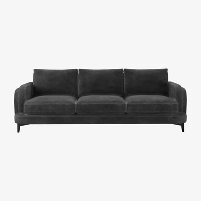Sofa.com Boston Curved Arm 4 Seat Sofa in Raven Speckled Chenille