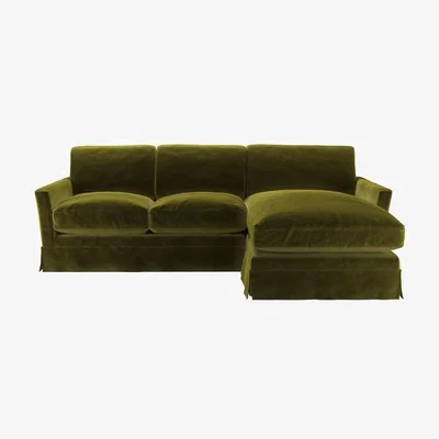 Sofa.com Otto Medium RHF Chaise Sofa in Olive Cotton Matt Velvet - sofa.com