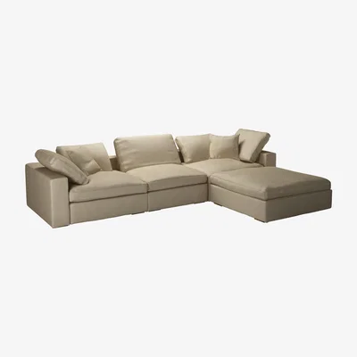 Sofa.com Long Island Complete Set with Footstool in White Sands Soft Chenille - sofa.com