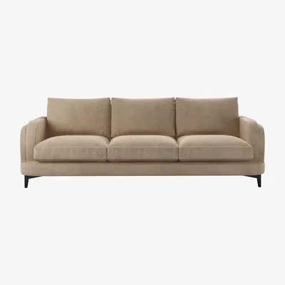 Sofa.com Boston Curved Arm 4 Seat Sofa in Fawn Aquaclean Clever Velvet