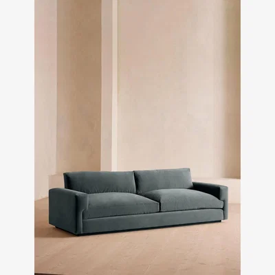 Soho Home Mossley Four Seater Sofa, Velvet, Grey Blue