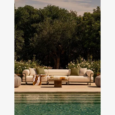 Soho Home Gaspard Four Seater Sofa, Maria Flora Ash, Off White, UK