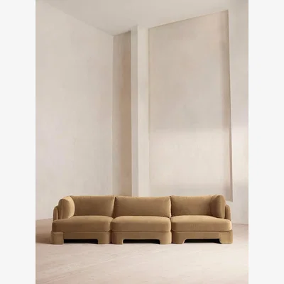 Soho Home Odell Modular Sofa, Four Seater, Velvet, Camel