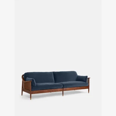Soho Home Atlanta Four Seater Sofa, Velvet, Grey Blue