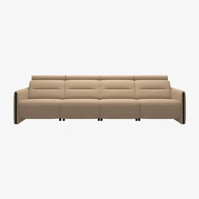 Woods Furniture Stressless Emily 4 Seater Sofa - Wood Arms - Stressless Emily 4 Seat Sofa Wood Arm in Fabric