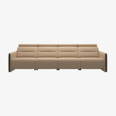 Woods Furniture Stressless Emily 4 Seater Sofa - Wood Arms Emily 4 Seat Sofa Wood Arm - Pioneer Leather