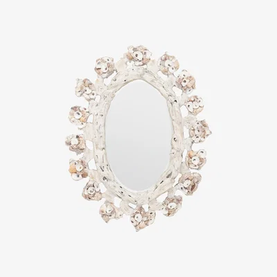 Amara Made Goods - Tallulah Mirror - White Washed Wood/Natural Oyster