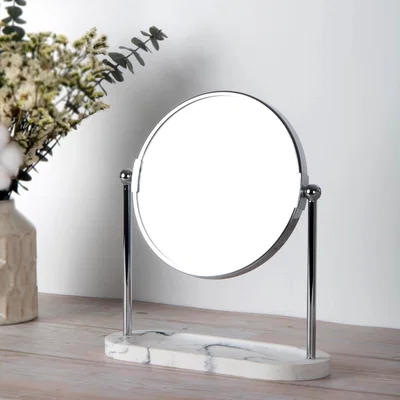 Dunelm Marble Pedestal Mirror and Storage Tray White