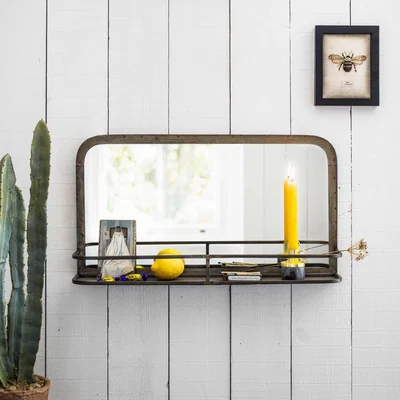 Graham & Green Industrial Mirror with Shelf
