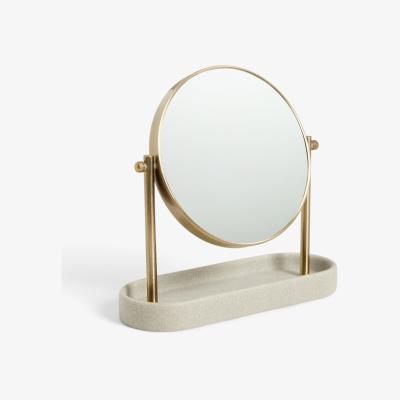 John Lewis John Lewis & Partners Drift Brass Finish Pedestal Mirror, Natural