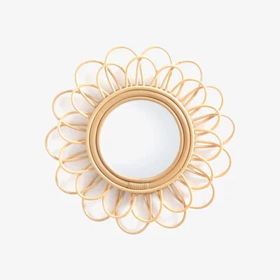 La Redoute Nogu Double Flower Rattan Mirror, Diameter 45cm