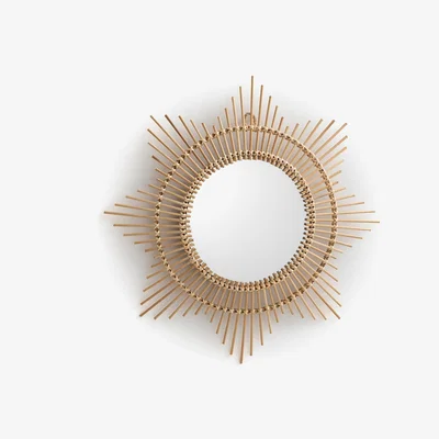 La Redoute Nogu Curved Sunburst Bamboo Mirror