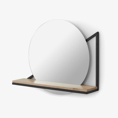 Made.com Huldra Wall Mounted Mirror with Shelf 46 x 55cm, Black Metal & Wood