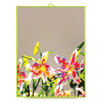 Made in Design Toiletpaper Mirror - / Flowers with holes - Large H 40 cm by Seletti Multicoloured