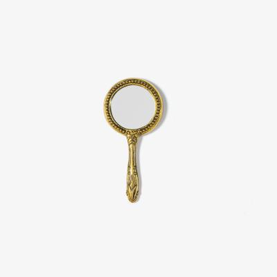 Perch and Parrow Maxine Antique Style Round Hand Mirror in Brass