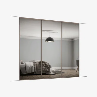 The Range Spacepro Frame With 914MM Mirror Classic Sliding Door Kit - Stone Grey/Mirror / 3