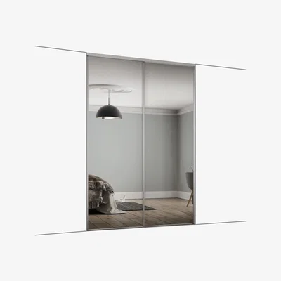 The Range Spacepro Frame Mirror 610MM Classic Sliding Door Kit - Silver/Mirror / 2